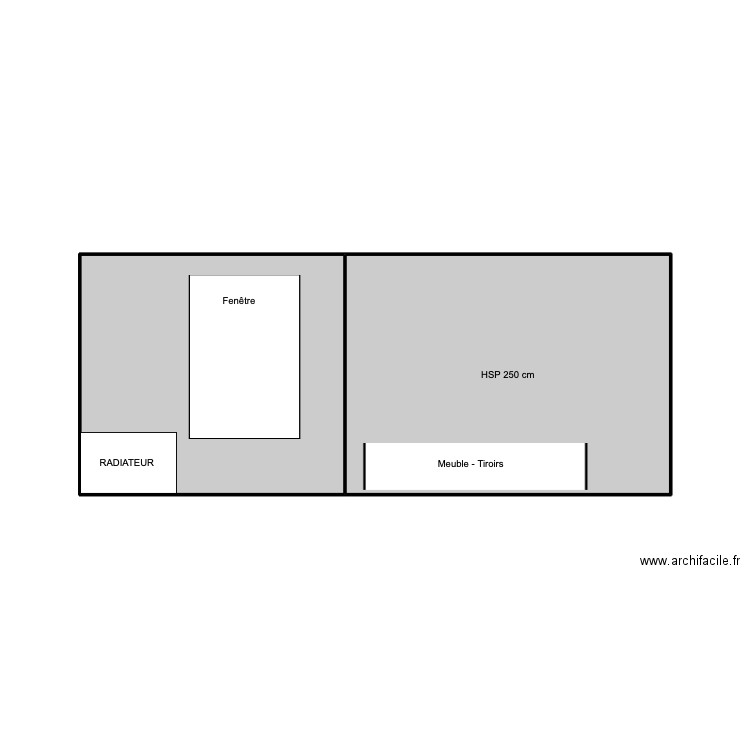 Chardo. Chambre. Plan de 2 pièces et 22 m2