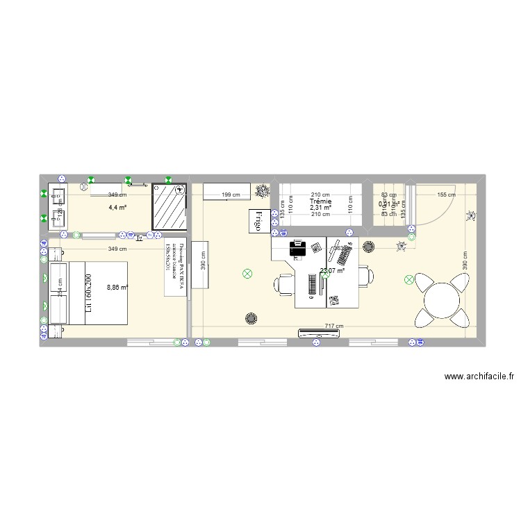 Projet bureau. Plan de 5 pièces et 40 m2