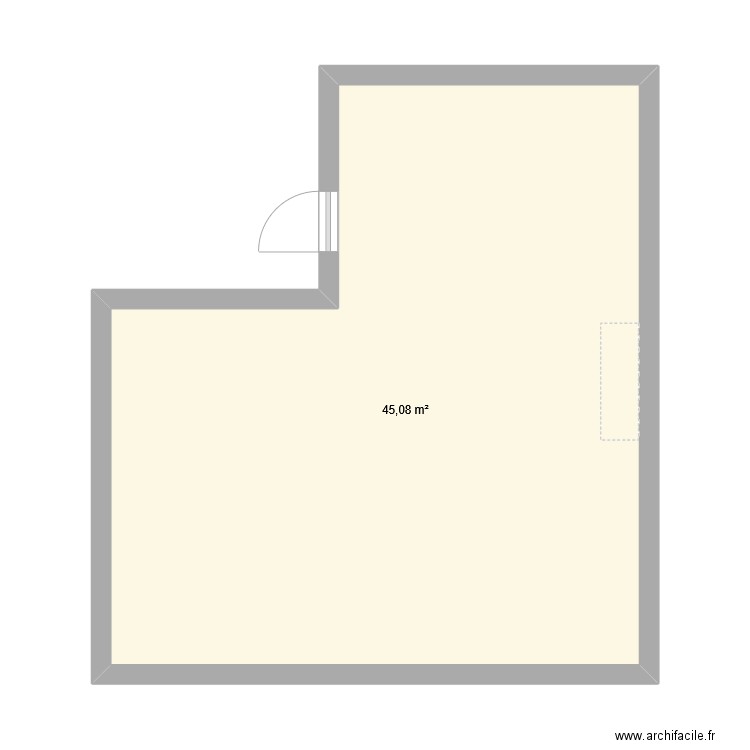 Salon. Plan de 1 pièce et 45 m2