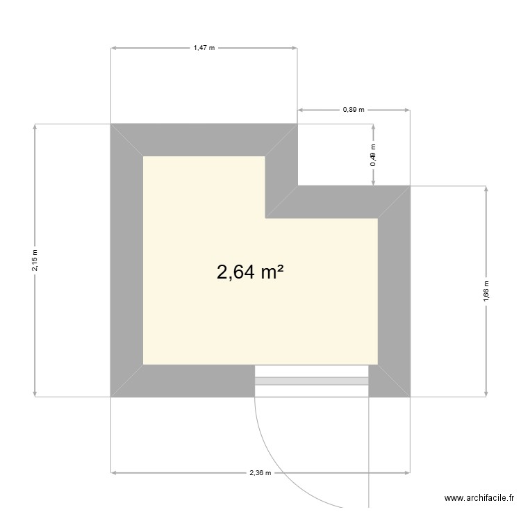 Salle de bain Vauban. Plan de 1 pièce et 3 m2