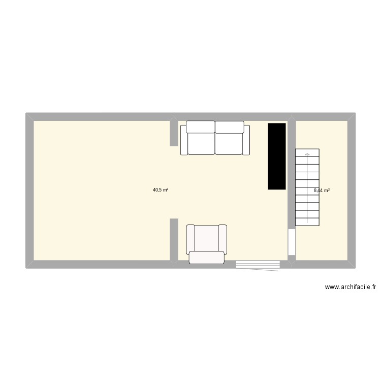 maison. Plan de 2 pièces et 49 m2