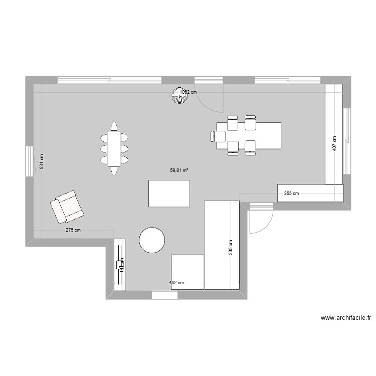 VIVIERS. Plan de 1 pièce et 60 m2