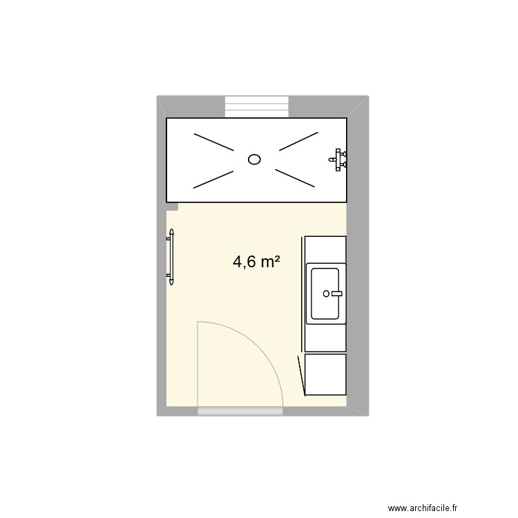 sdb vaquette. Plan de 1 pièce et 5 m2