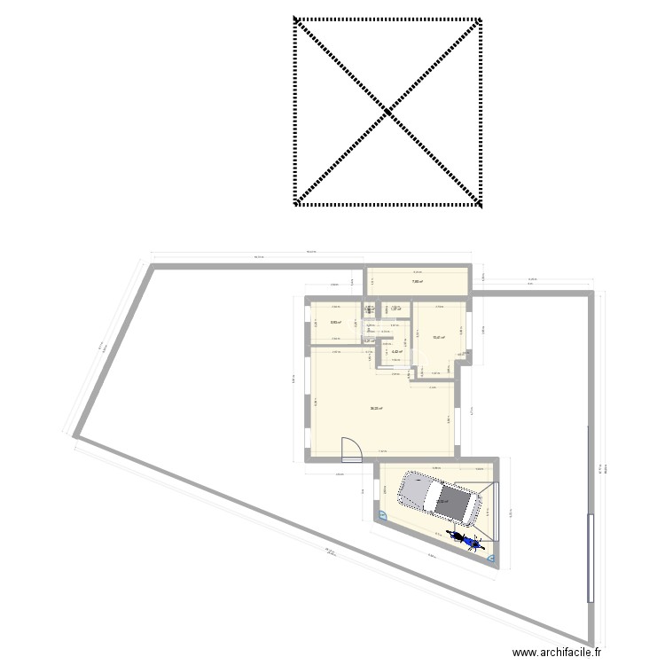 Salle de bain. Plan de 2 pièces et 6 m2