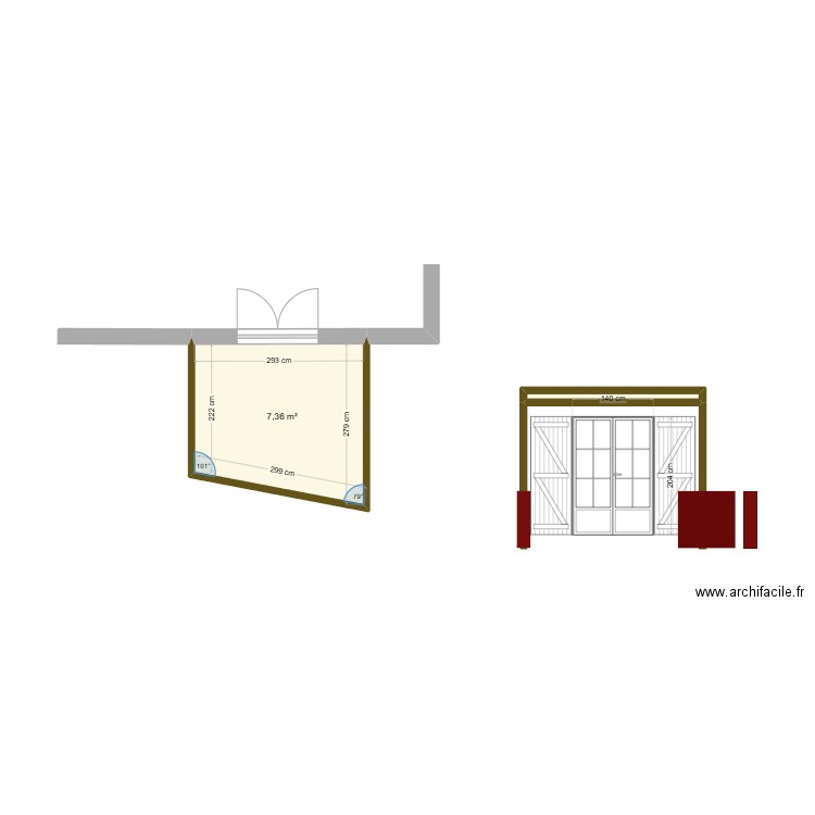 Pergola glacier. Plan de 2 pièces et 8 m2