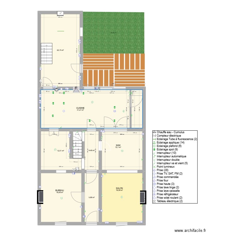 REB  ELECTR.. Plan de 8 pièces et 121 m2