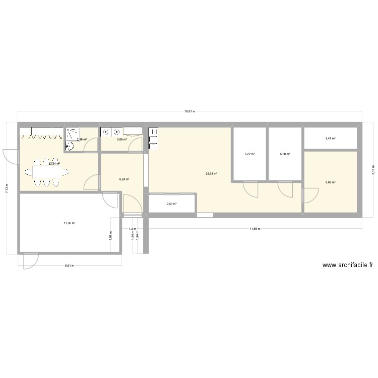 LABO CARNOUX. Plan de 11 pièces et 92 m2