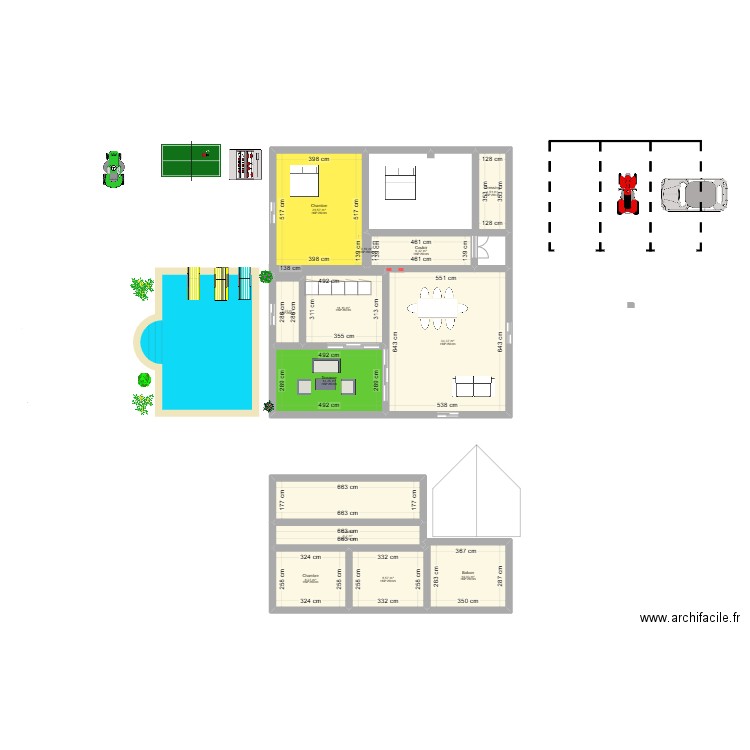 Gul. Plan de 13 pièces et 140 m2