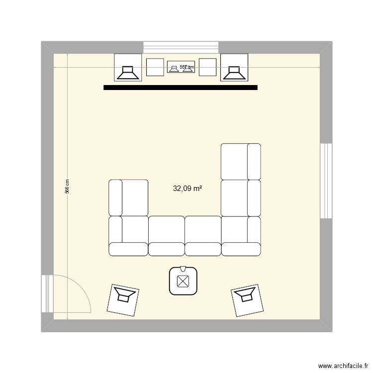 Salle de cinéma privée. Plan de 1 pièce et 32 m2