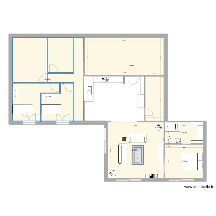 dav. Plan de 5 pièces et 131 m2