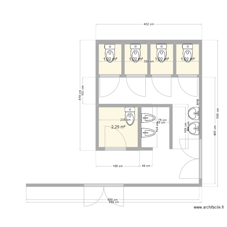 Vautour WC New. Plan de 5 pièces et 6 m2