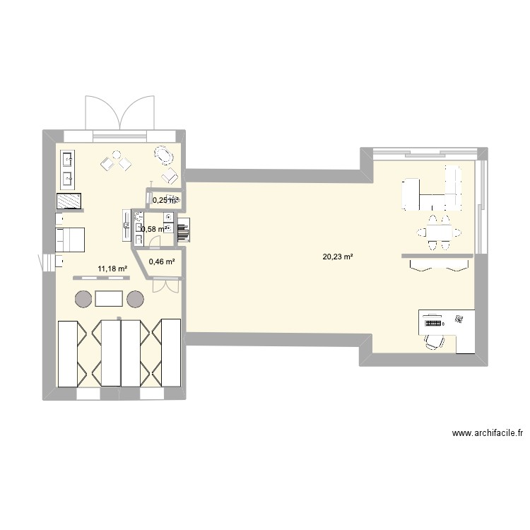 A l echelle. Plan de 5 pièces et 33 m2