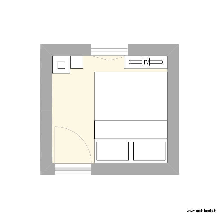 chambre. Plan de 1 pièce et 6 m2