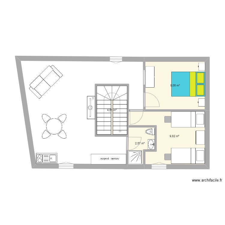 plan appart 3 bis 1. Plan de 4 pièces et 26 m2