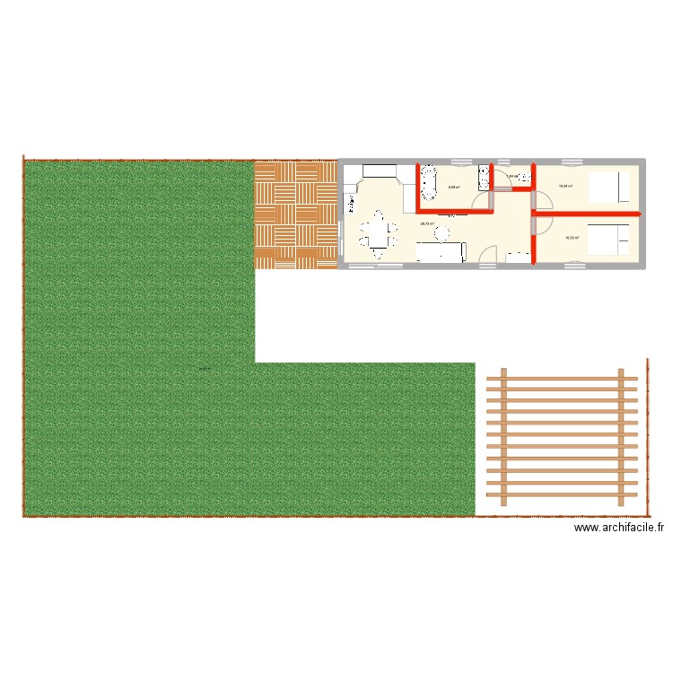 N°3. Plan de 5 pièces et 58 m2