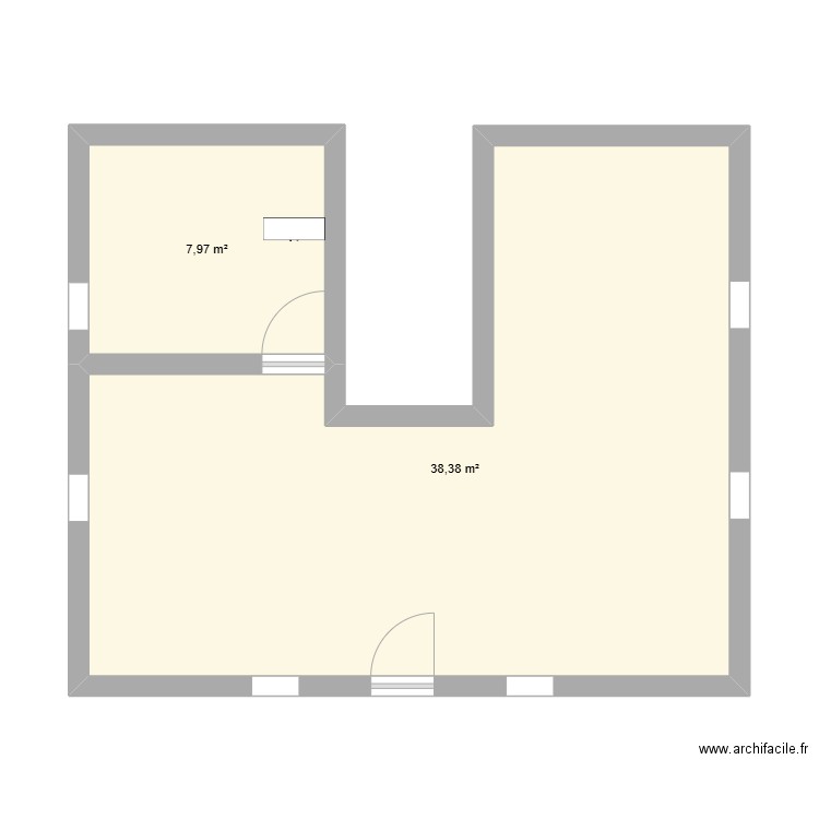 CHEZ DINA. Plan de 2 pièces et 46 m2