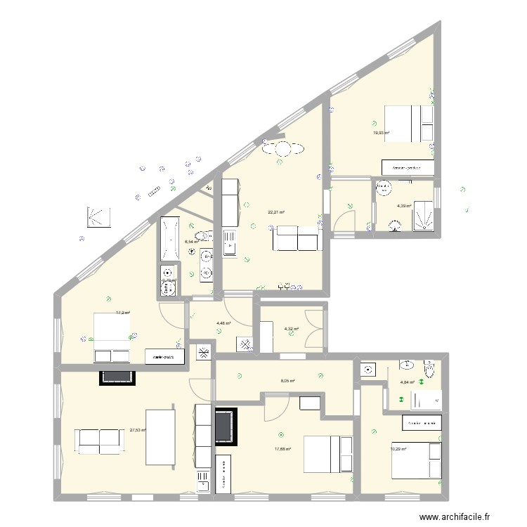 36 amélie patrick. Plan de 13 pièces et 148 m2