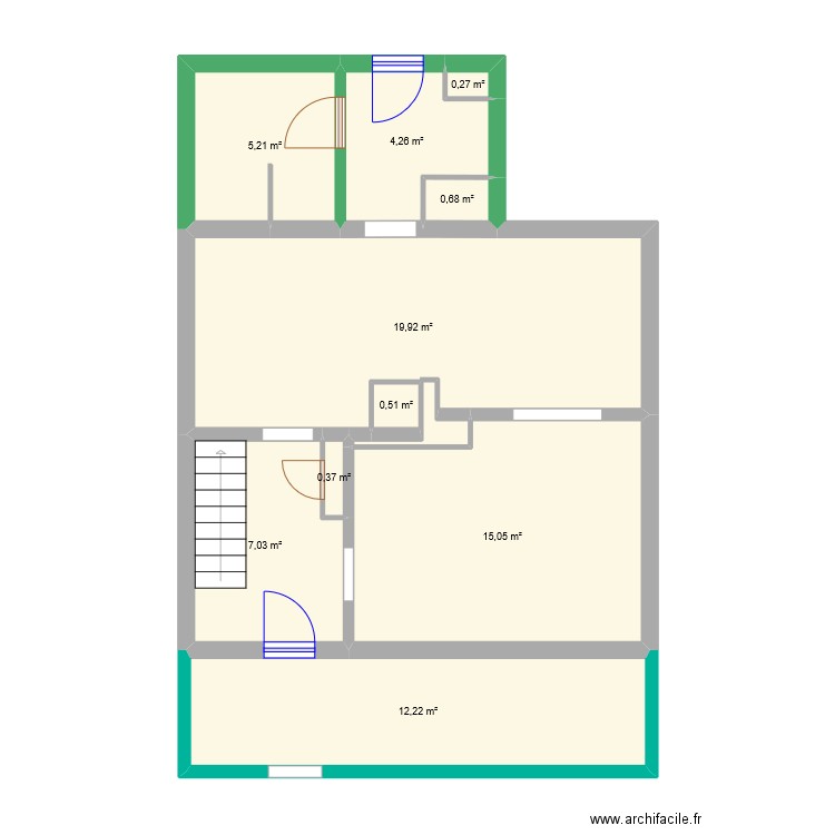 RDC Maison. Plan de 10 pièces et 66 m2