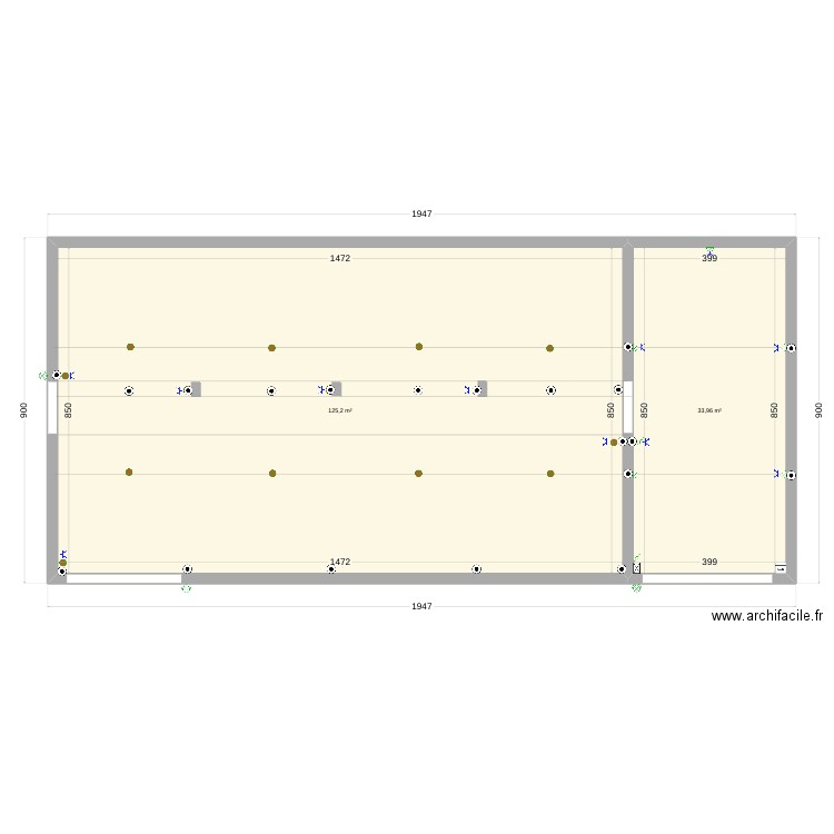 LaPouge. Plan de 2 pièces et 159 m2