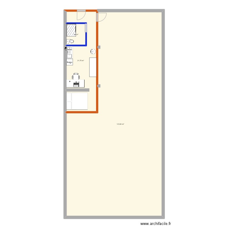 LOCAL VVCB. Plan de 3 pièces et 169 m2