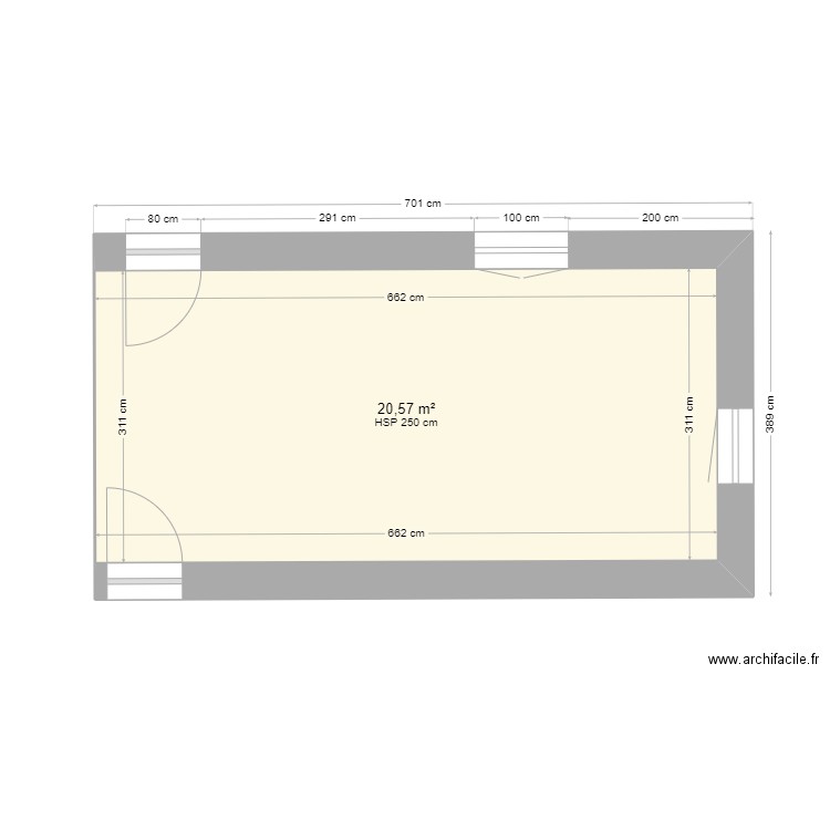 cellier. Plan de 1 pièce et 21 m2