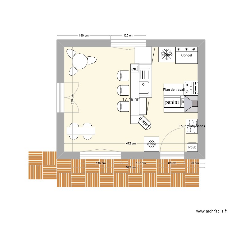 chalet. Plan de 1 pièce et 17 m2