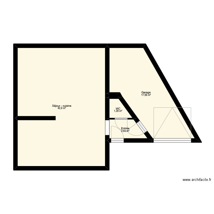 BONNETAIN. Plan de 5 pièces et 64 m2