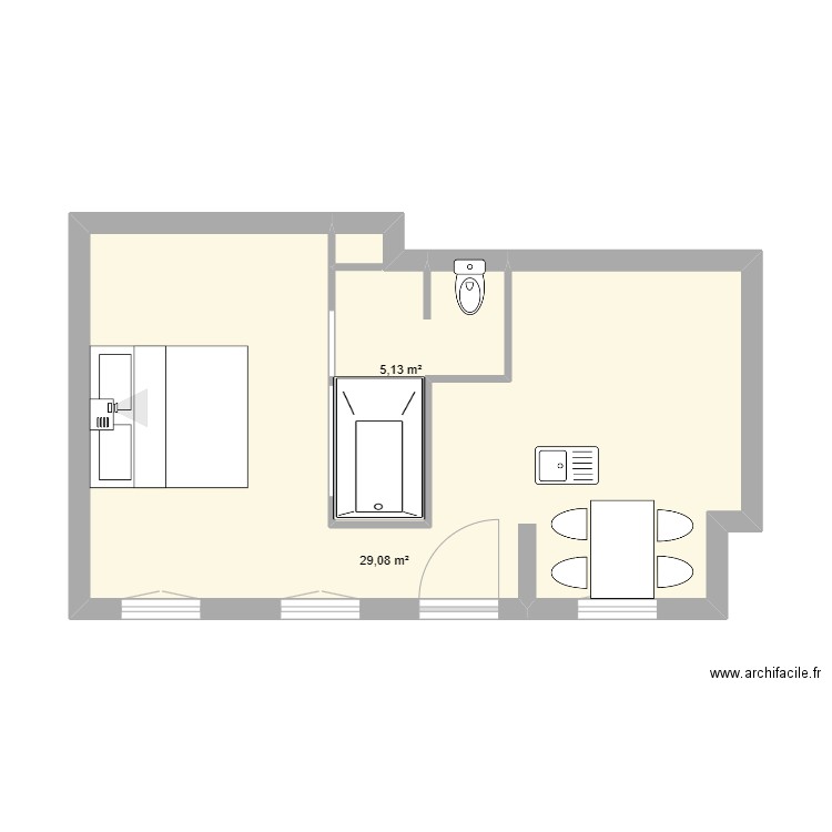 love2. Plan de 2 pièces et 34 m2