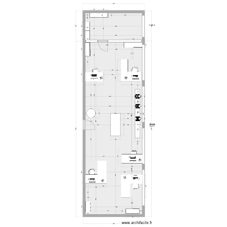 Bureau Lonay. Plan de 2 pièces et 85 m2