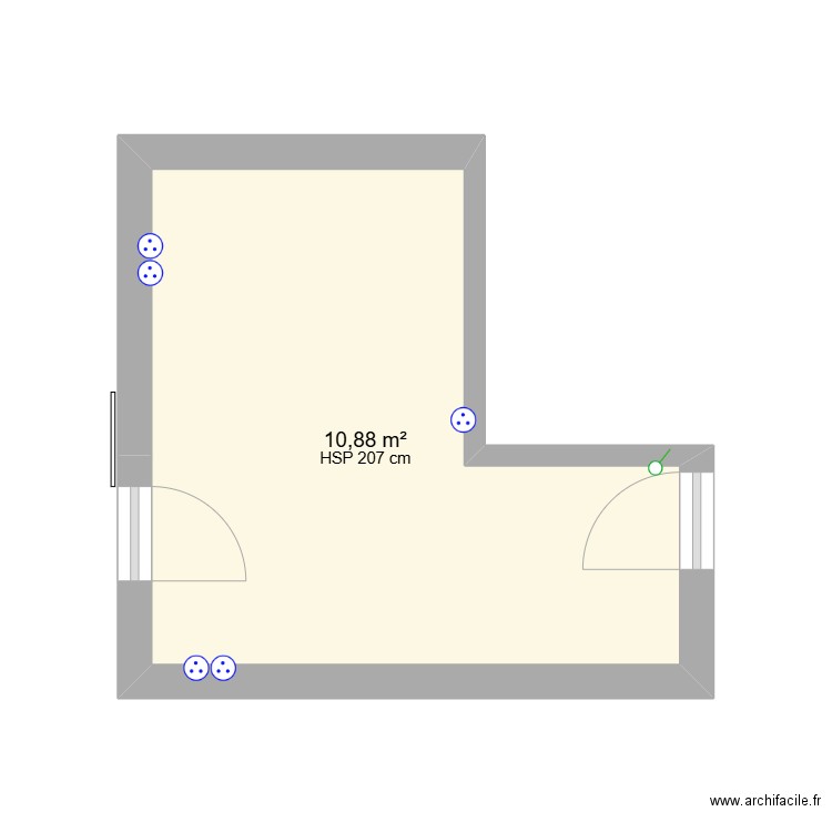 2ème étage. Plan de 1 pièce et 11 m2