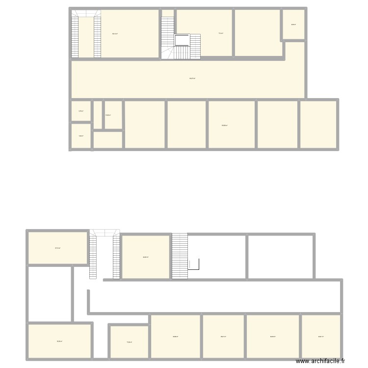 Plan 5ème et 6ème étages . Plan de 16 pièces et 663 m2