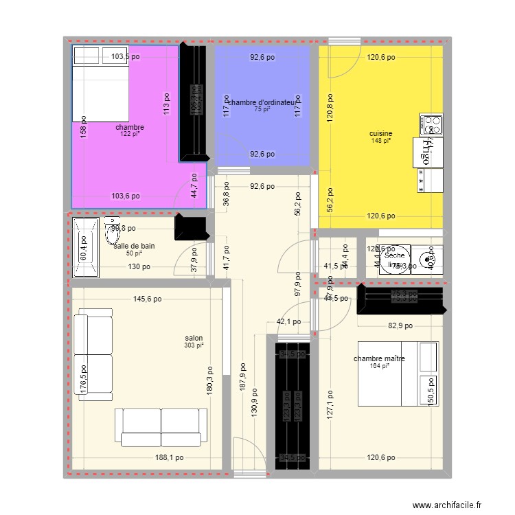 appartement 795. Plan de 10 pièces et 85 m2