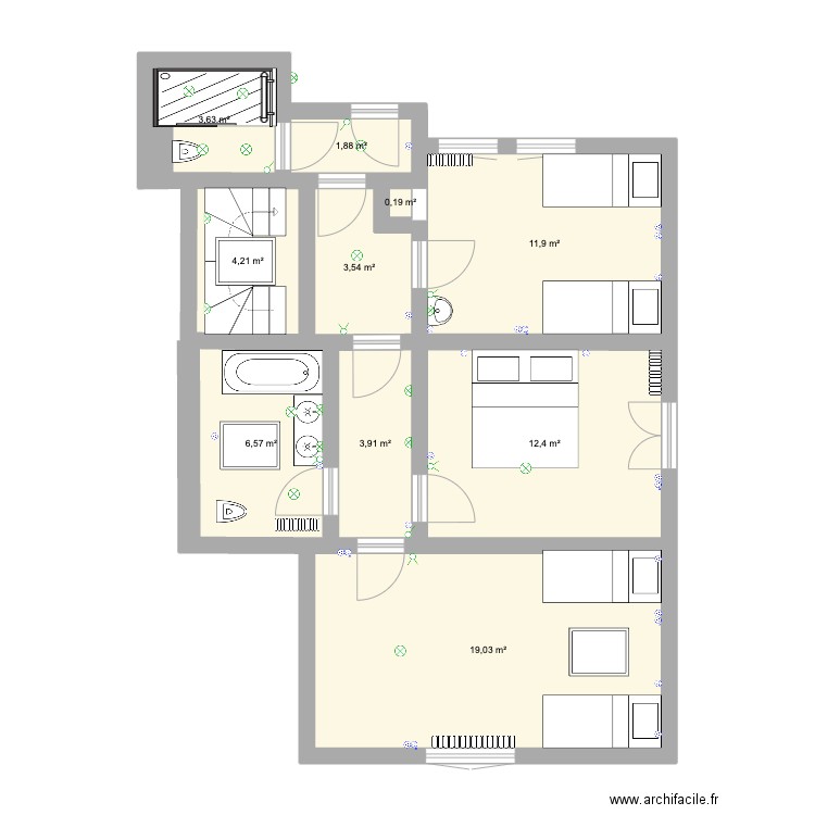 Chambres garage Hanaudière. Plan de 10 pièces et 67 m2