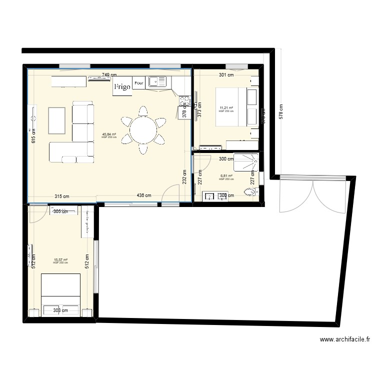 Projet FRANS . Plan de 4 pièces et 79 m2