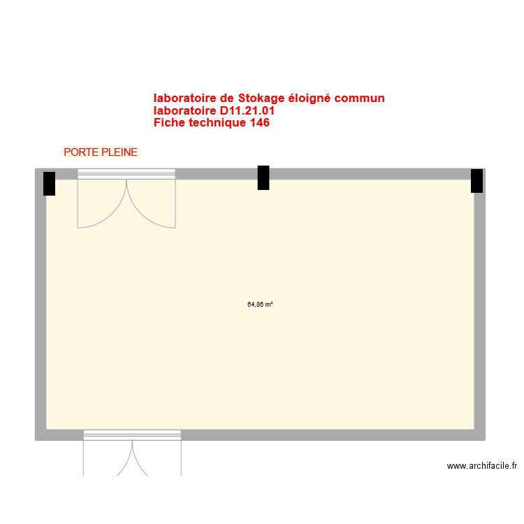 Fiche 146_laboratoire stockage éloigné v4. Plan de 1 pièce et 65 m2