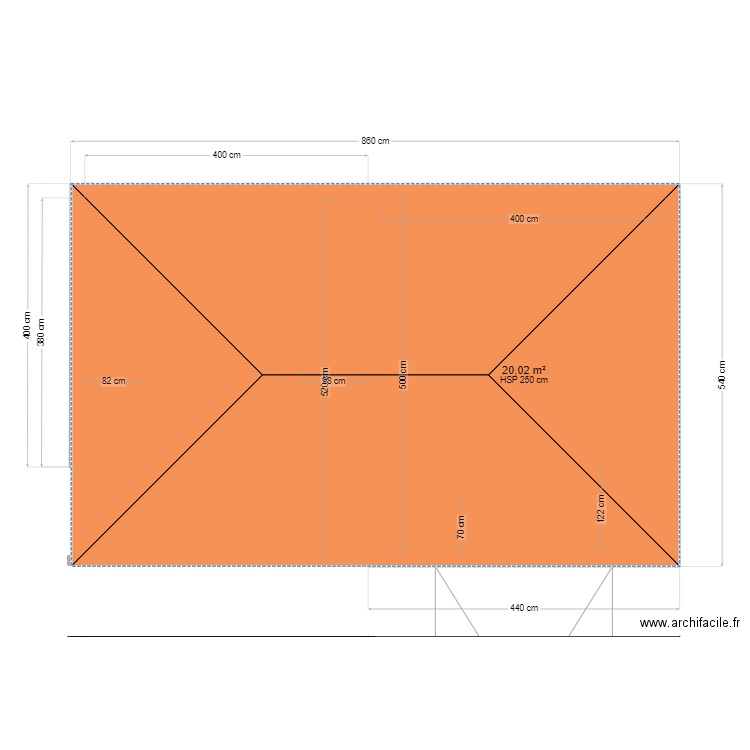 Garage BALADOU toiture. Plan de 1 pièce et 20 m2