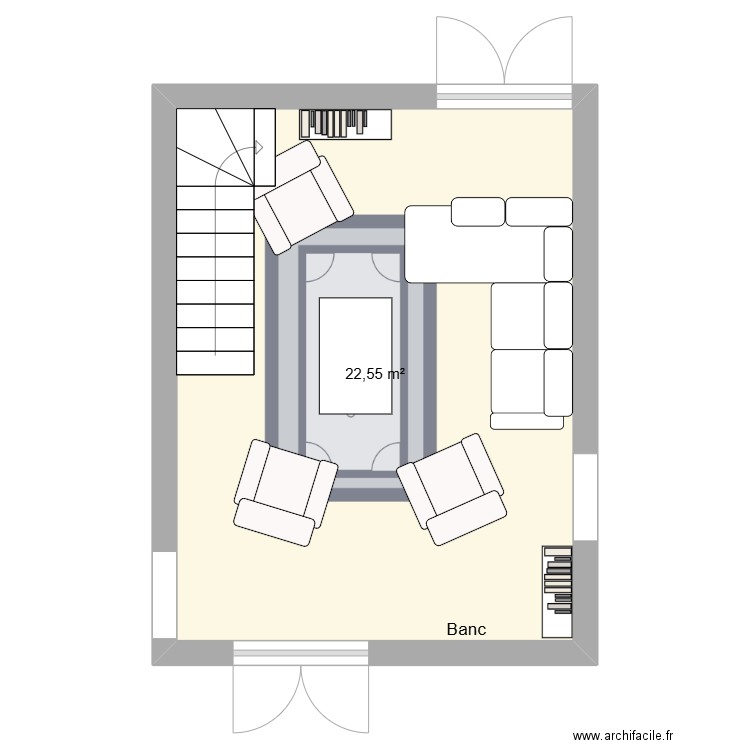 Logement milieu RdC partagé-12-11-2024. Plan de 1 pièce et 23 m2