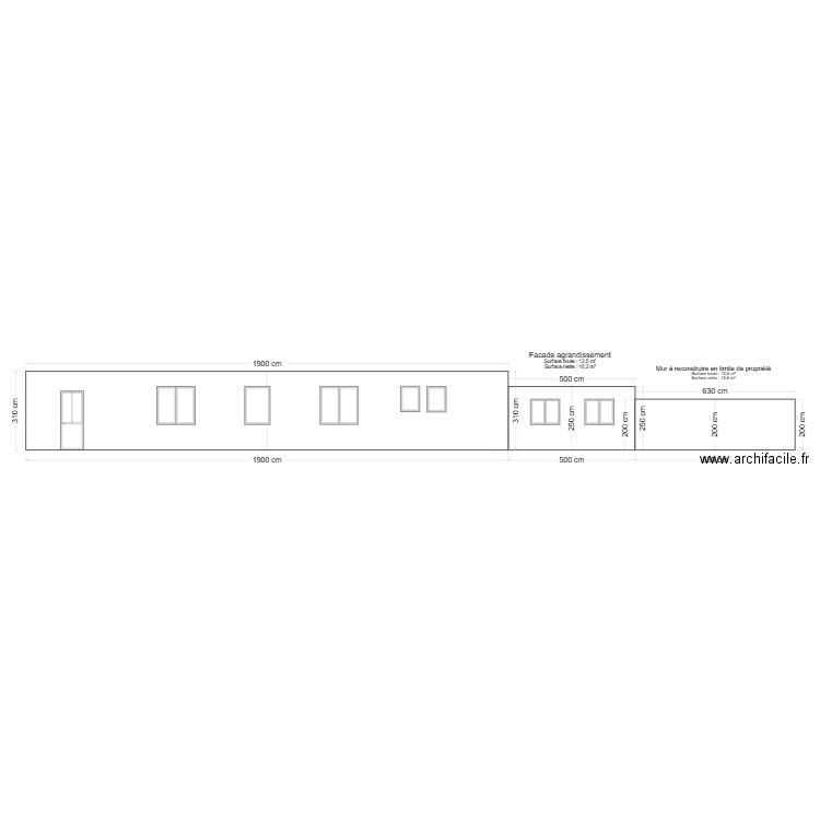 Facade agrandissement. Plan de 0 pièce et 0 m2