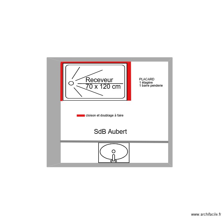 AUBERT SdB. Plan de 1 pièce et 4 m2