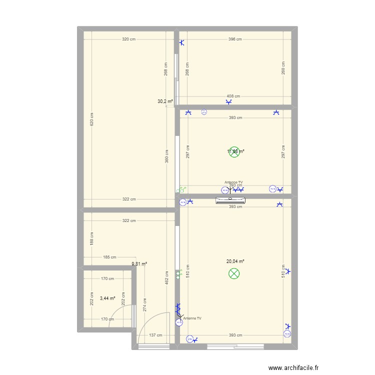 M.walid. Plan de 5 pièces et 75 m2