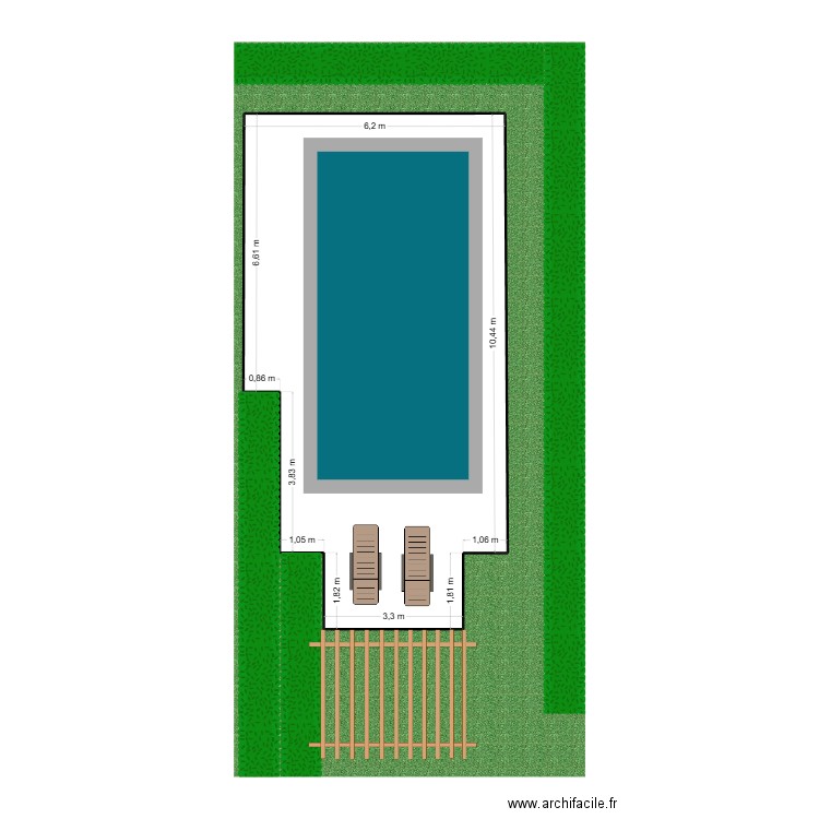 piscine 22. Plan de 1 pièce et 68 m2