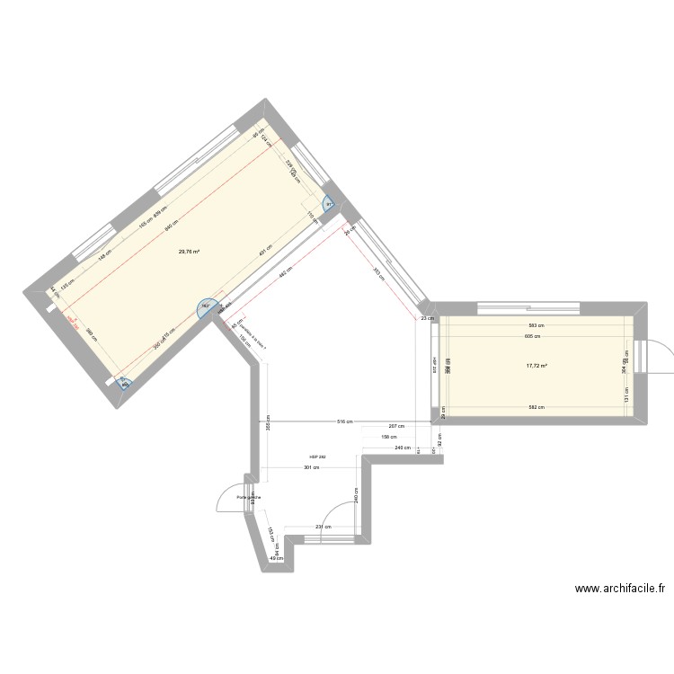 HARTWIG NERNIER. Plan de 2 pièces et 47 m2