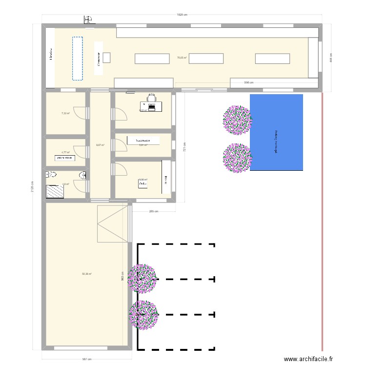 Idée Pharma. Plan de 9 pièces et 171 m2