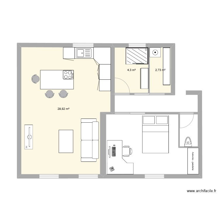 camm49. Plan de 3 pièces et 37 m2