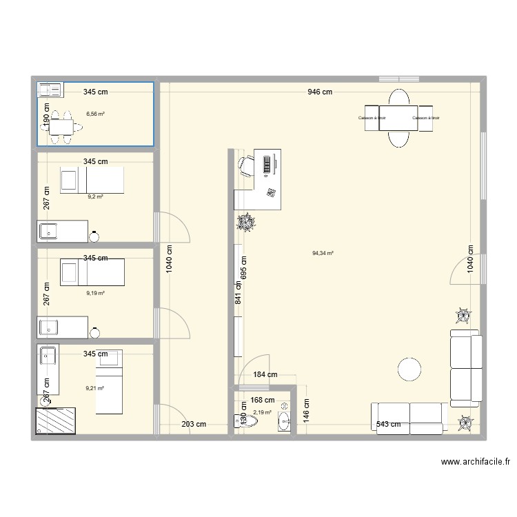 Plan institut. Plan de 6 pièces et 131 m2