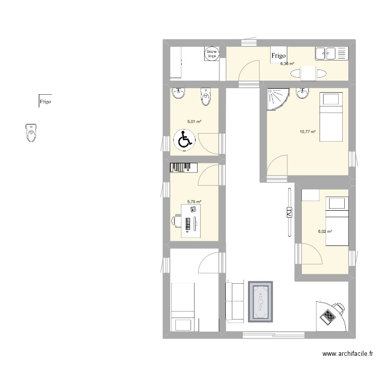 plan institut. Plan de 5 pièces et 34 m2