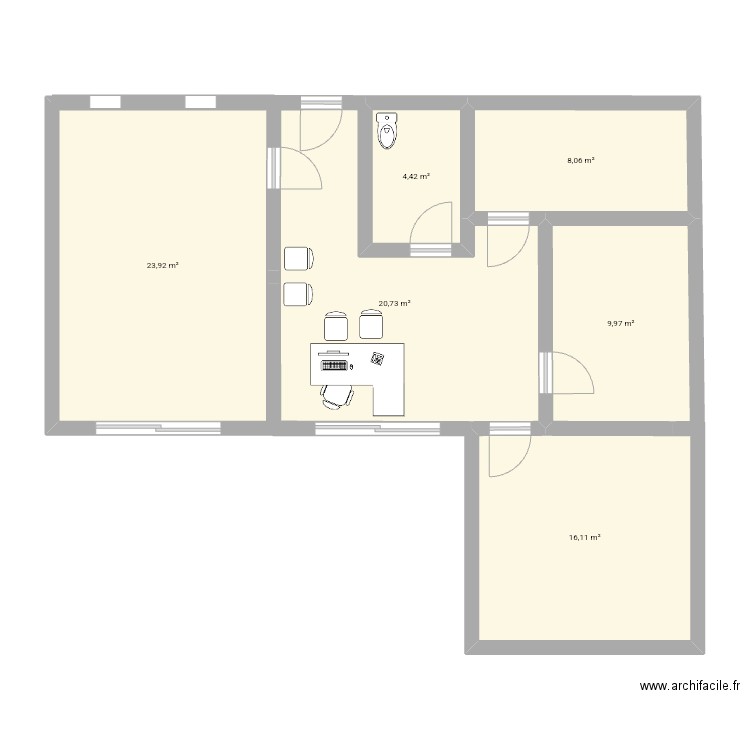 grange cAB. Plan de 6 pièces et 83 m2