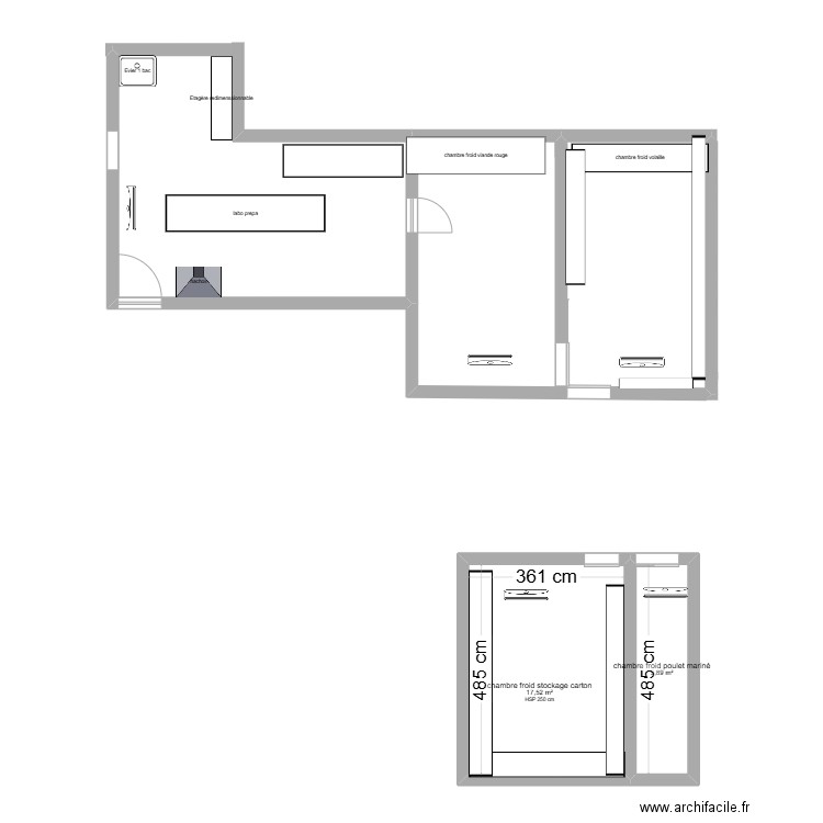 alb. Plan de 2 pièces et 23 m2