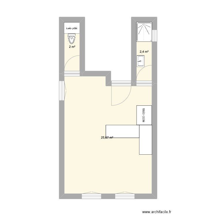 Clemenceau. Plan de 3 pièces et 30 m2