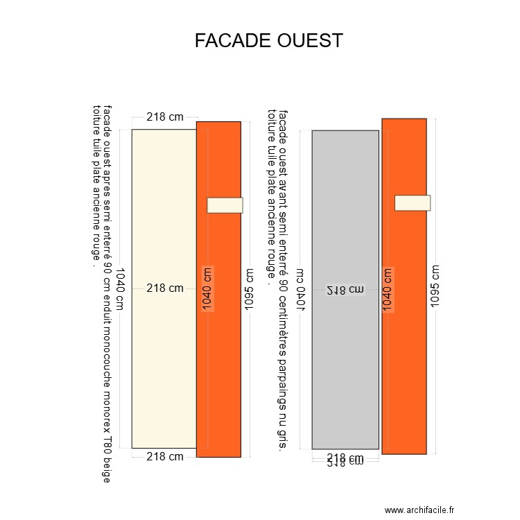 facade ouest avant et apres 14. Plan de 0 pièce et 0 m2